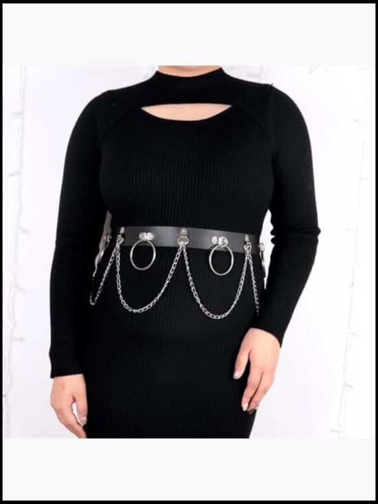 Plus Size Faux Leather Harness Waist Belt Studded Decor Adjustable main image 6